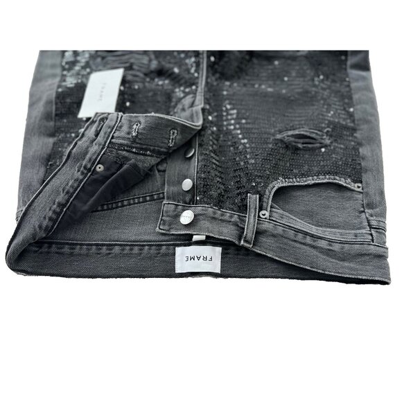 *** Frame Sequin Ripped Jeans Basque Rips Jeans Black ( 27 ) - Picture 6 of 7